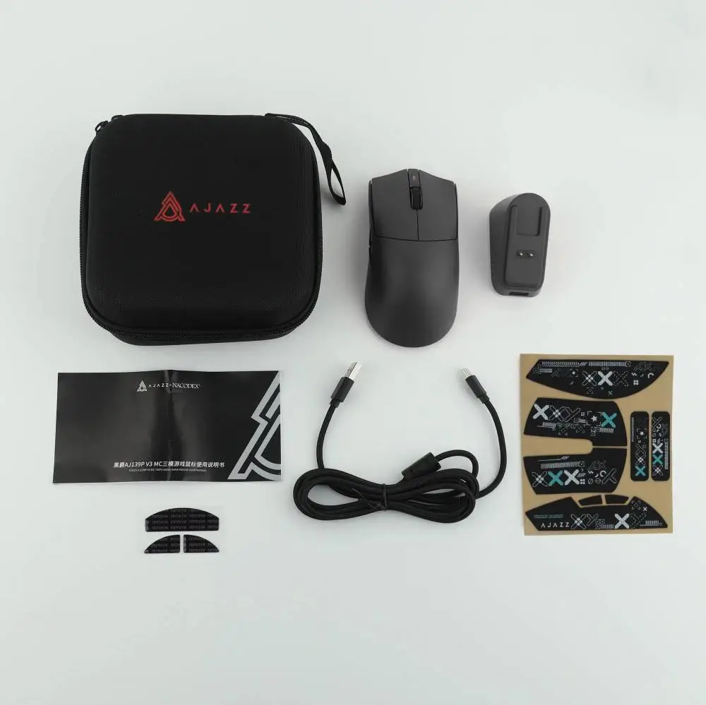 Ajazz професионална геймърска мишка AJ139P V3 MC - Wireless Gaming Mouse - 1K, Magnetic Charging Dock, Black