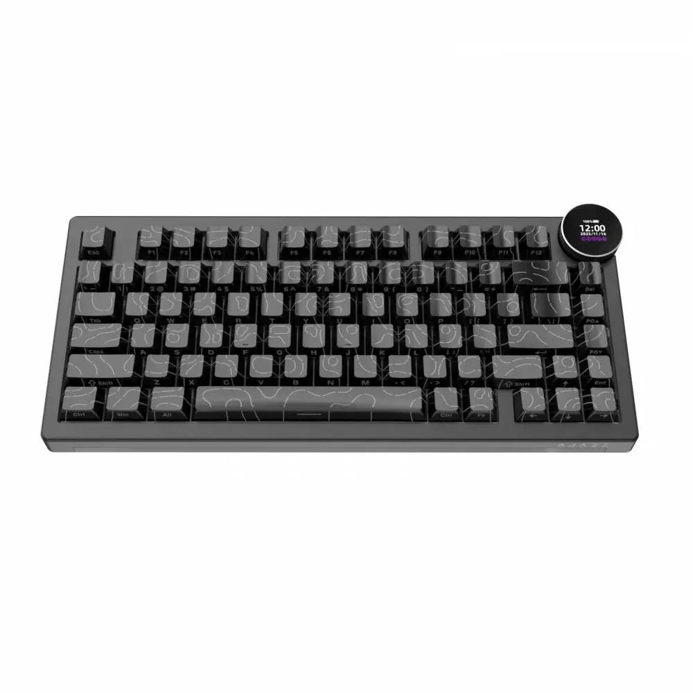Ajazz геймърска механична клавиатура Wireless Gaming Mechanical Keyboard AK820 V2 PRO - White peach Switch [Linear] (English US), Black