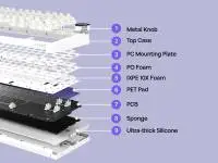 Ajazz геймърска механична клавиатура Wireless Gaming Mechanical Keyboard AK820 V2 PRO - White peach Switch [Linear] (English US), Black