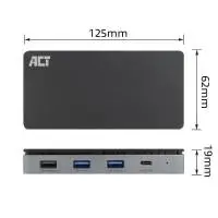 ACT Докинг станция USB-C, 4K, 2 x HDMI, Ethernet, USB-C, 3x USB-A