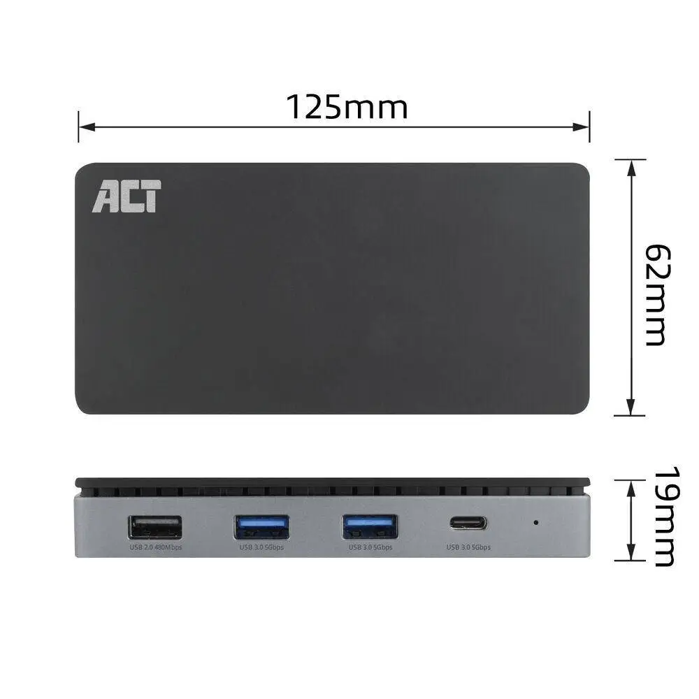 ACT Докинг станция USB-C, 4K, 2 x HDMI, Ethernet, USB-C, 3x USB-A