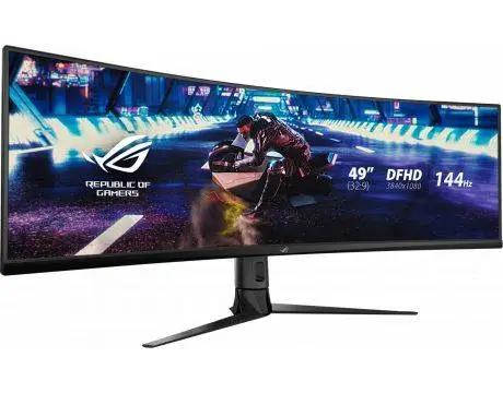 Геймърски монитор ASUS ROG STRIX XG49VQ, 49", 3840 x 1080, VA, 144Hz, 4ms, 1800R - (90LM04H0-B01170)