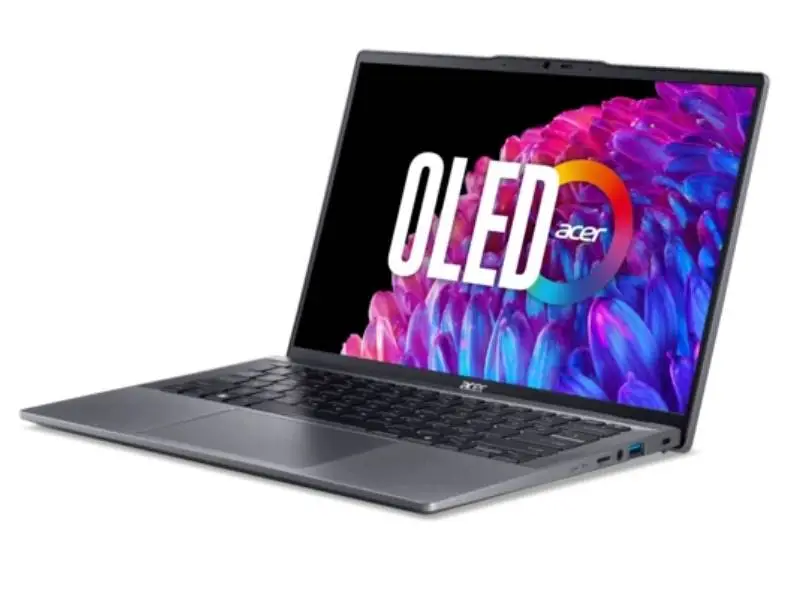 Лаптоп Acer SFG14-63-R1DP, AMD Ryzen 7 8845HS (up to 5.1GHz, 16MB), 14'' CineCrystal OLED WQ2.8K 90Hz (2880 x 1800), AMD Radeon Graphics, 16GB LPDDR5 onboard, 512GB SSD NVMe, 50Wh, WIFI6E+BT 5.3, QHD Cam, MicroSD Reader, Win 11 Home, Backlit KBD, Steel Gray