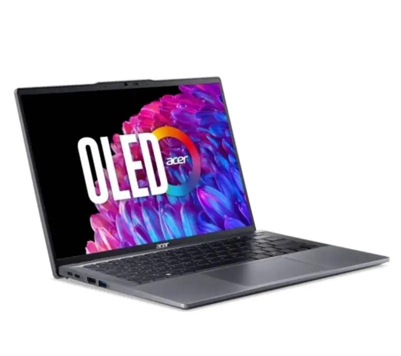 Лаптоп Acer SFG14-63-R1DP, AMD Ryzen 7 8845HS (up to 5.1GHz, 16MB), 14'' CineCrystal OLED WQ2.8K 90Hz (2880 x 1800), AMD Radeon Graphics, 16GB LPDDR5 onboard, 512GB SSD NVMe, 50Wh, WIFI6E+BT 5.3, QHD Cam, MicroSD Reader, Win 11 Home, Backlit KBD, Steel Gray