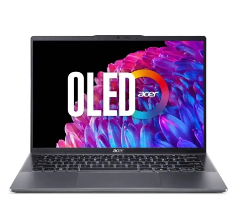 Лаптоп Acer SFG14-63-R1DP, AMD Ryzen 7 8845HS (up to 5.1GHz, 16MB), 14'' CineCrystal OLED WQ2.8K 90Hz (2880 x 1800), AMD Radeon Graphics, 16GB LPDDR5 onboard, 512GB SSD NVMe, 50Wh, WIFI6E+BT 5.3, QHD Cam, MicroSD Reader, Win 11 Home, Backlit KBD, Steel Gray