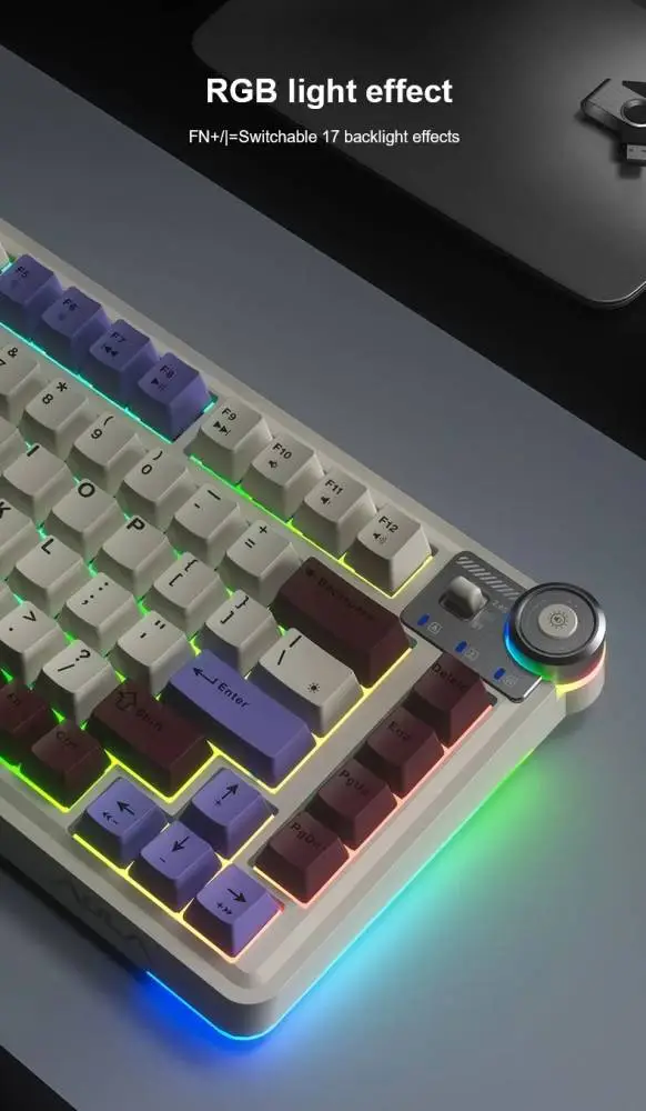 Геймърска механична клавиатура Aula Wireless Gaming Mechanical Keyboard AU75 - Bloomfield Switch [Linear] (English US), Turmeric yellow