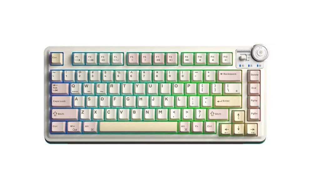 Геймърска механична клавиатура Aula Wireless Gaming Mechanical Keyboard AU75 - Bloomfield Switch [Linear] (English US), Beige