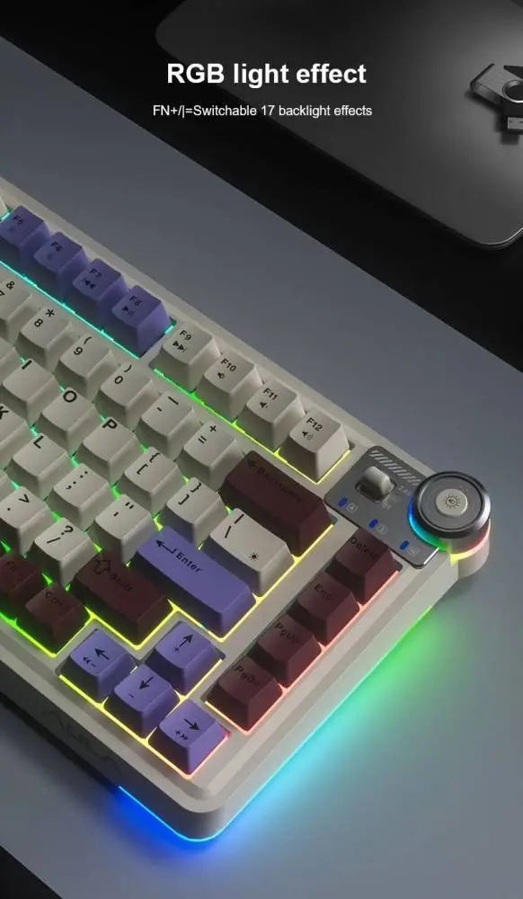 Геймърска механична клавиатура Aula Wireless Gaming Mechanical Keyboard AU75 - Bloomfield Switch [Linear] (English US), Beige