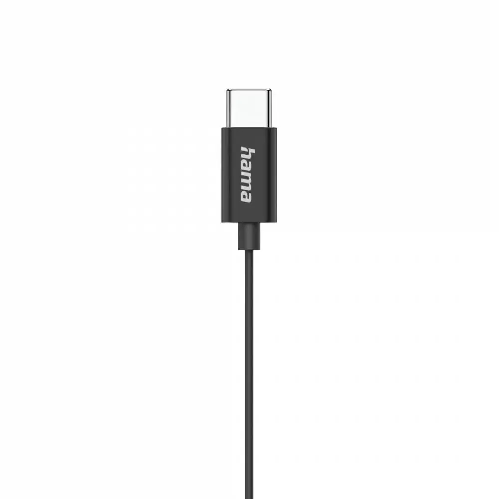 HAMA Слушалки "Classy", USB-C, накрайници, микрофон, защита от прегъване на кабела, черни