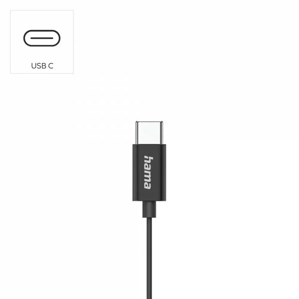 HAMA Слушалки "Classy", USB-C, накрайници, микрофон, защита от прегъване на кабела, черни