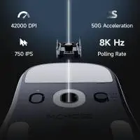 MCHOSE професионална геймърска мишка A7 V2 Ultra White - Wireless Gaming Mouse - Dual 8K, Omron Mechanical