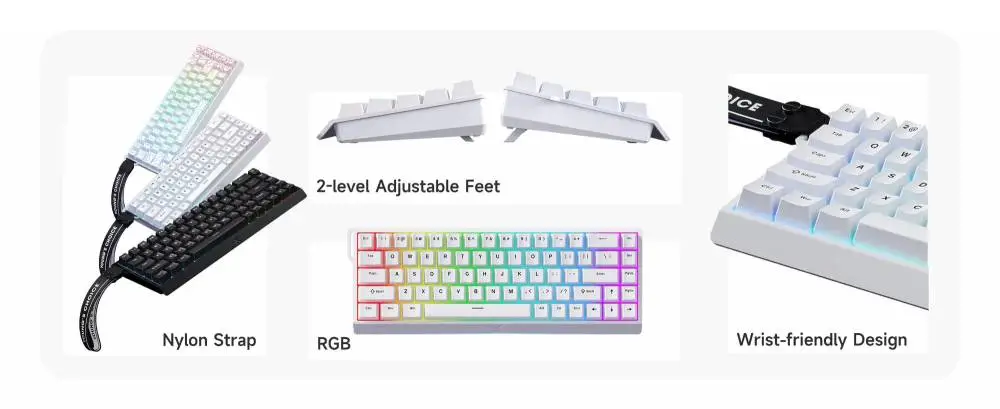 MCHOSE геймърска механична клавиатура Gaming Mechanical Keyboard Ace 68 - 8K, Ice Rhino Magnetic Switch [Linear] (English US), White