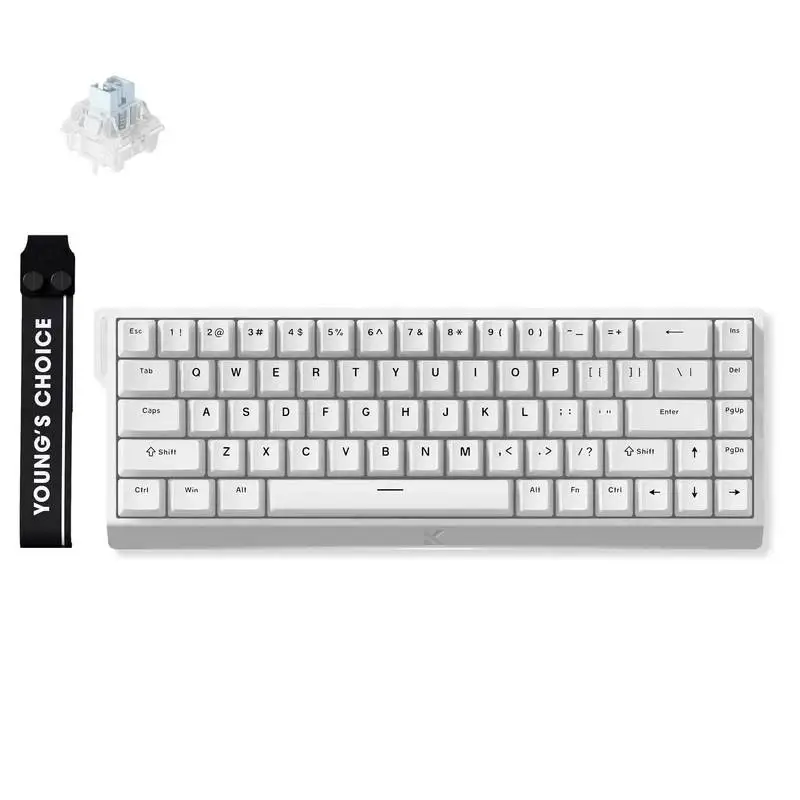 MCHOSE геймърска механична клавиатура Gaming Mechanical Keyboard Ace 68 - 8K, Ice Blue Magnetic Switch [Linear] (English US), White