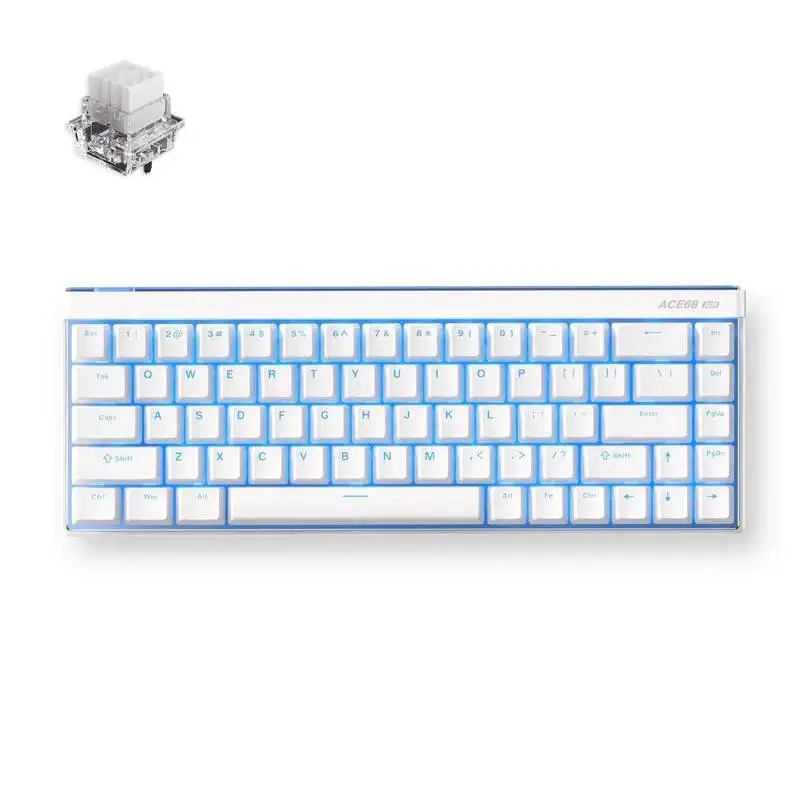 MCHOSE геймърска механична клавиатура Gaming Mechanical Keyboard Ace 68 Air - 8K, Mount Tai Magnetic Switch GT [Tactile] (English US), White