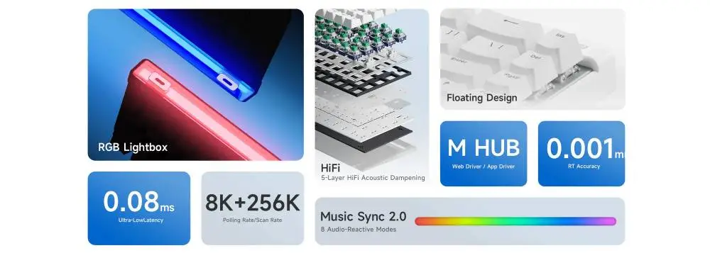 MCHOSE геймърска механична клавиатура Gaming Mechanical Keyboard Ace 68 Air - 8K, Mount Tai Magnetic Switch GT [Tactile] (English US), Black