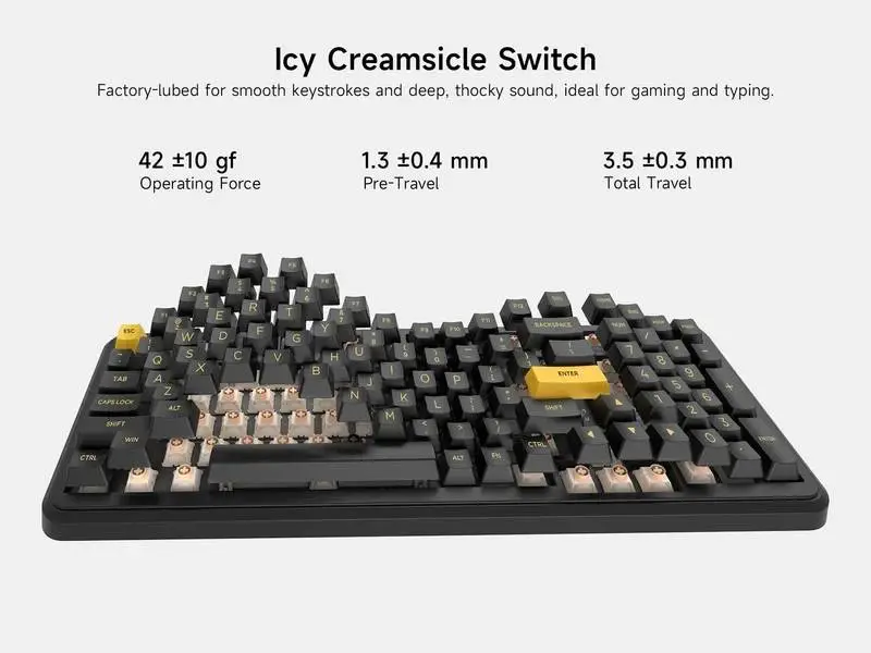 MCHOSE геймърска механична клавиатура Wireless Gaming Mechanical Keyboard MC-K99 V3 - Icy Creamsicle Switch [Linear] (English US), Glacier Gradient