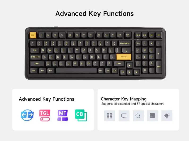 MCHOSE геймърска механична клавиатура Wireless Gaming Mechanical Keyboard MC-K99 V3 - Icy Creamsicle Switch [Linear] (English US), Glacier Gradient