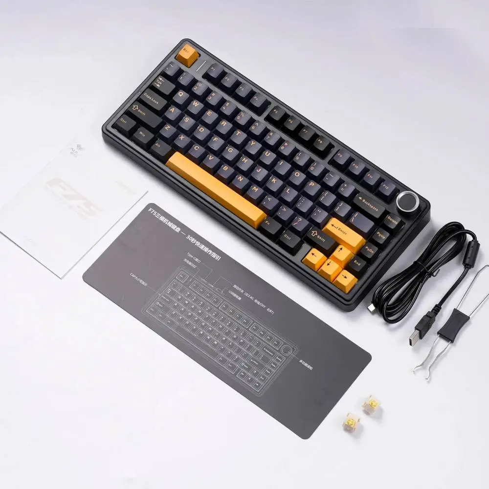 Aula геймърска механична клавиатура Wireless Gaming Mechanical Keyboard F75 Thunder Black - Reaper Switch [Linear] (English US)