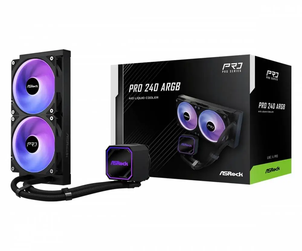 Водно охлаждане Asrock PRO 240 ARGB Water Cooler AIO Black