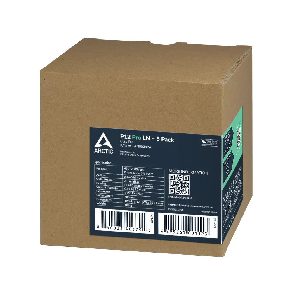 Комплект вентилатори ARCTIC P12 Pro LN 120mm PWM 5-Pack