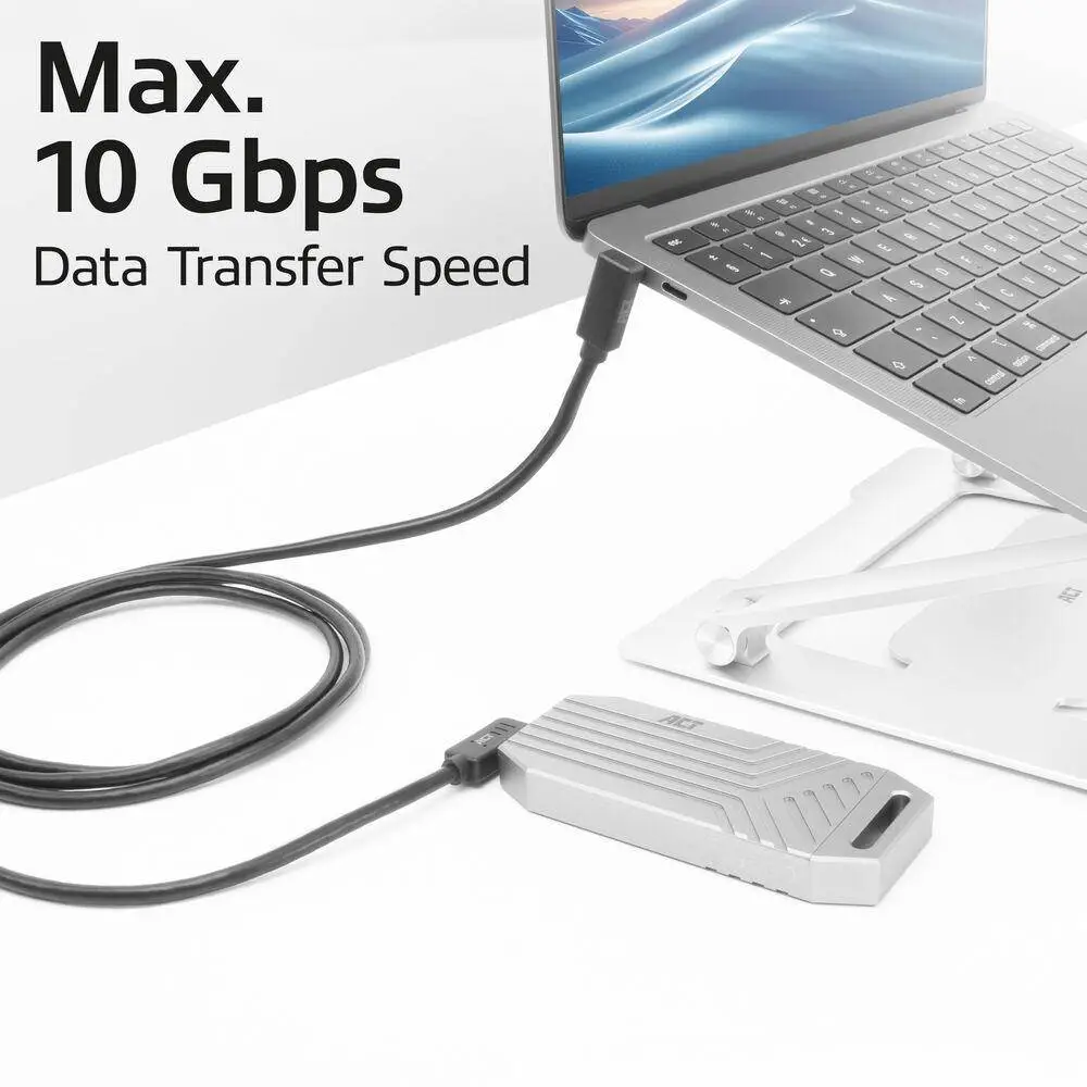 ACT Кабел USB-C - USB-C, 10Gbps, 60W, 1 m, конектори 90&deg; left/right, up/down angled