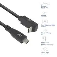 ACT Кабел USB-C - USB-C, 10Gbps, 60W, 1 м, конектори - един прав и един на 90&deg; up/down angled