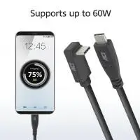 ACT Кабел USB-C - USB-C, 10Gbps, 60W, 1 м, конектори - един прав и един на 90&deg; up/down angled