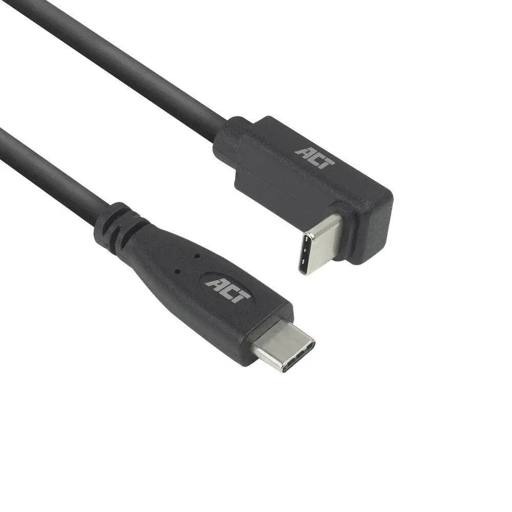 ACT Кабел USB-C - USB-C, 10Gbps, 60W, 0.5 м, конектори - 1x прав и 1x на 90&deg; up/down angled
