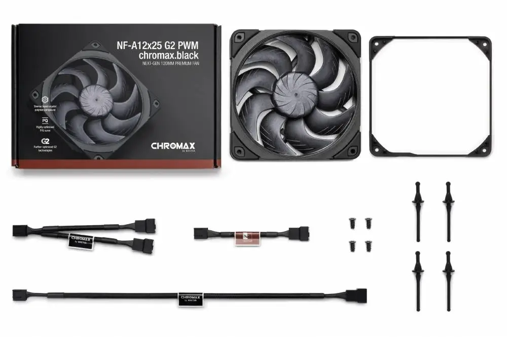 Noctua Вентилатор Fan 120mm NF-A12x25 G2 PWM chromax.black