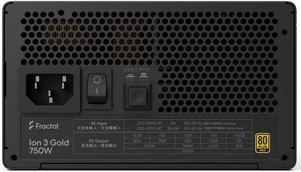 Захранване Fractal ION 3 Gold 750W, 80 Plus Gold PSU ATX 3.1, PCIe Gen5 - FD-P-IA3G-750-EU